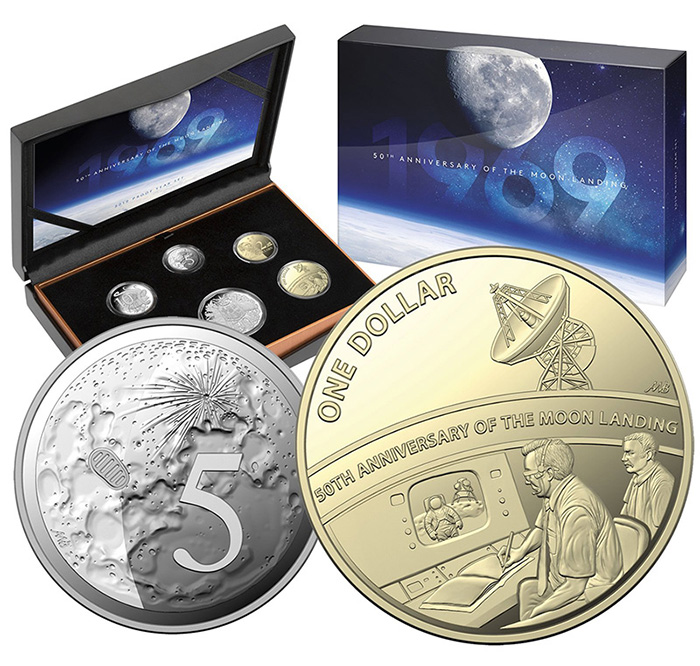 50th anniversary moon landing commemorative coin gold plated and colour face 