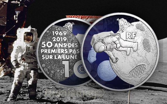 Pièces 50 ans des premiers pas sur la Lune, le 20 juillet 1969 avec la mission Apollo 11