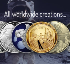 50th anniversary 1969 moon landing, worldwide coins and medals