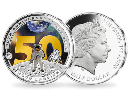 50th anniversary moon landing, worldwide coins and medals