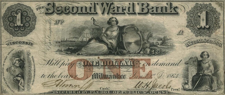 1861 Withdraw of WINSCONSIN dollars: riots for banknotes