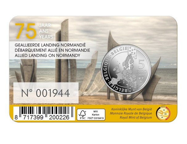 5€ 2019 Monnaie Royale de Belgique - Débarquement du 6 juin 1944