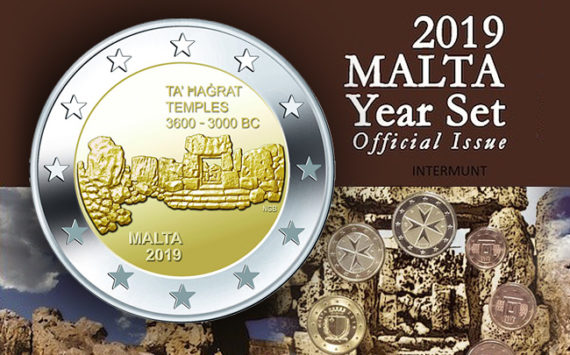 Malta 2019 – Euro coin set BU Ta’ Hagrat F Mintmark – 2 euro coin temples of Ta’ Hagrat