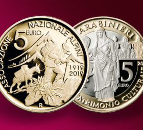 With two New 5 Euro Commemoratives coins Italian Mint Commemorates Carabinieri and Alpine Corps