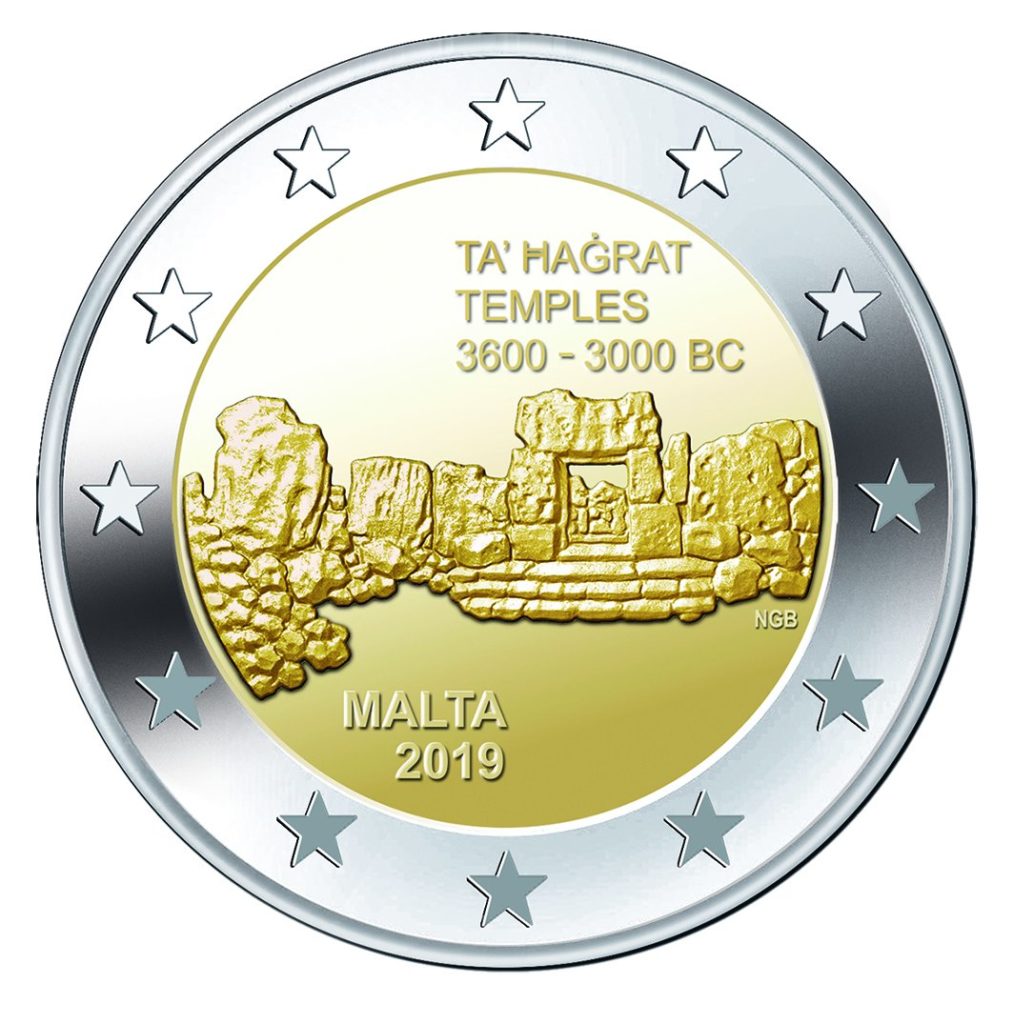 Malta 2019 - Euro coin set BU Ta' Hagrat F Mintmark - 2 euro coin temples of Ta' Hagrat