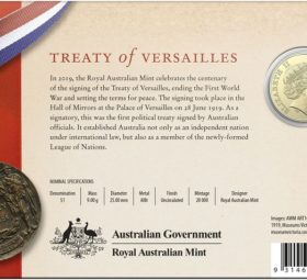 Australia – 1 and 5 dollars coins – 100 years Treaty of Versailles signature