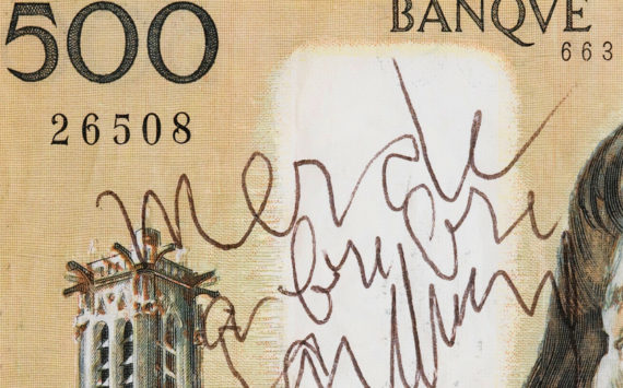 Un billet de 500 francs Pascal, déchiré par Gainsbourg, vendu chez Sotheby’s
