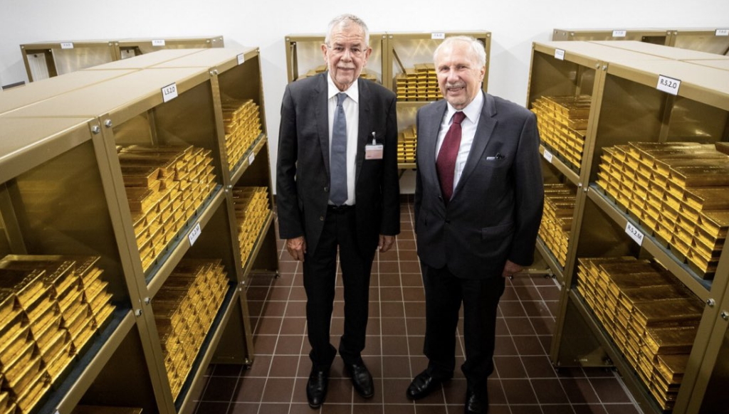 Visite des réserves d'or par le Président de la République autrichienne