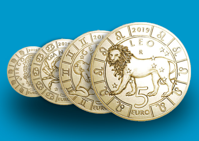 5 Euro coins, BE “Zodiac” series, 2019 San Marino