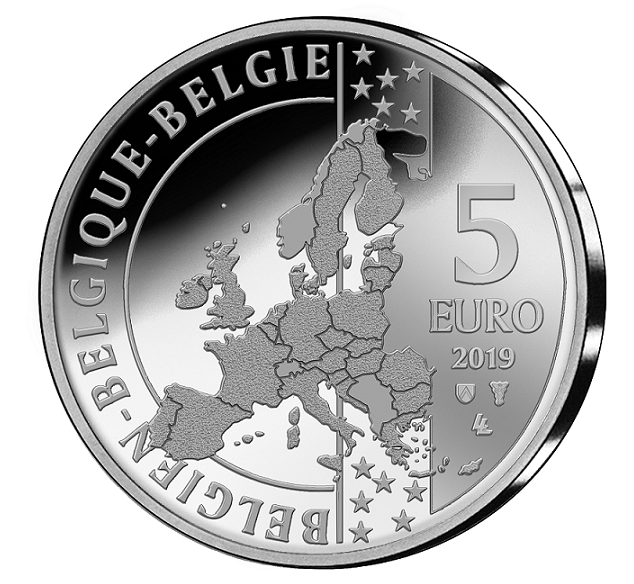 Proof silver €5 - Belgium 2019 -50 years first moon landing