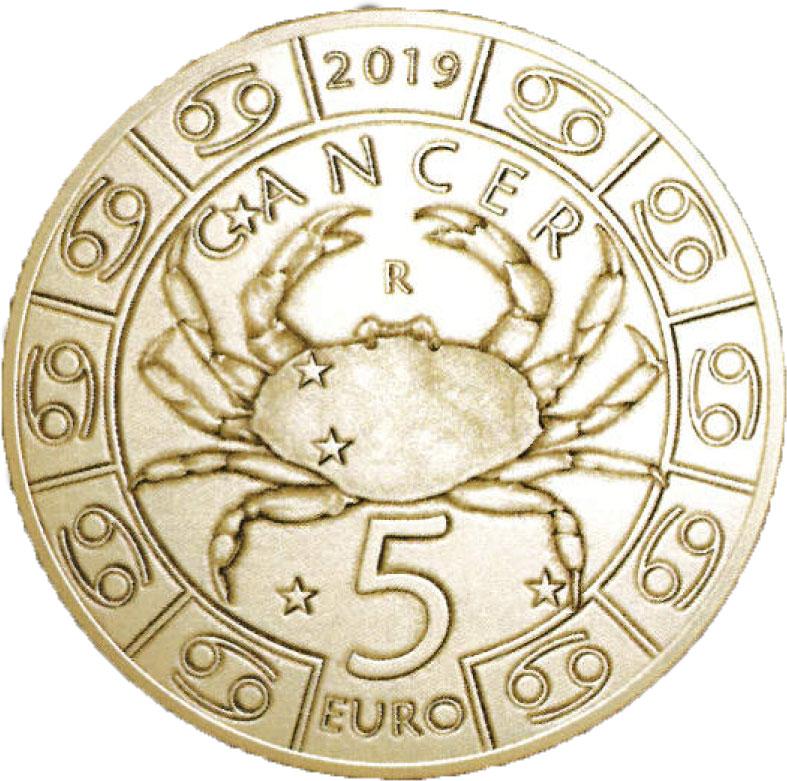 5 Euro coins, BE "Zodiac" series, 2019 San Marino
