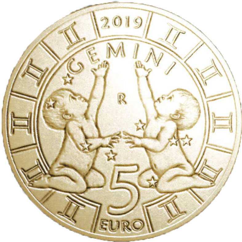 5 Euro coins, BE "Zodiac" series, 2019 San Marino