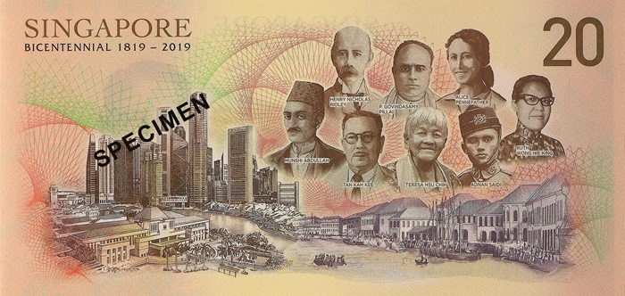 2019 Singapore 20 dollars commemorative banknote – Singapore Bicentennial