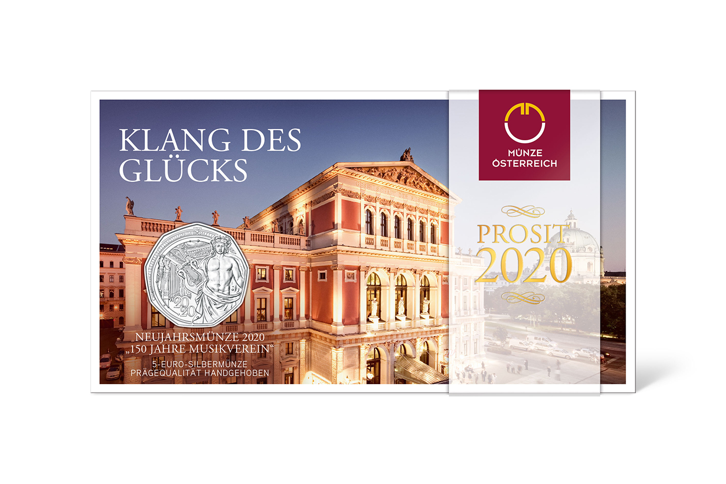2020 Austria 5 Euro Silver BU Coin Vienna Music Society 150 Years Musikverein 