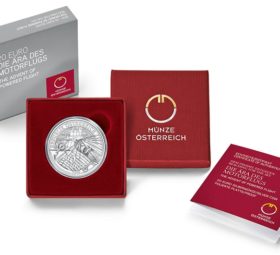 Austrian €20 silver coin celebrating Igo Etrich and Charles Lindbergh