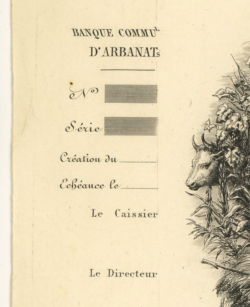 Billet de 5 francs de La Banque Communale d'Arbanats, fondée par Maurice de La Châtre