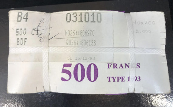 Résultat de la vente exceptionnelle de liasses de Billets de la Banque de France