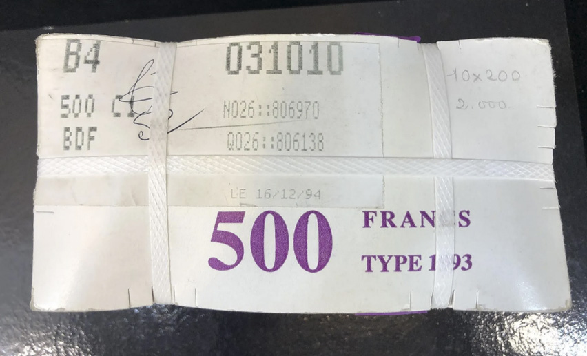 Résultat de la vente exceptionnelle de liasses de Billets de la Banque de France