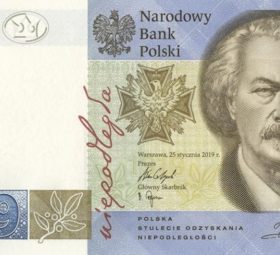 2019 Polish Security Printing Works commemorative Banknote of zl19