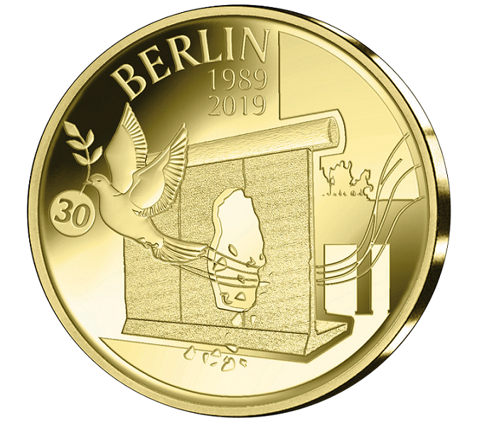 2019 belgian gold coin commemorating the fall of Berlin Wall
