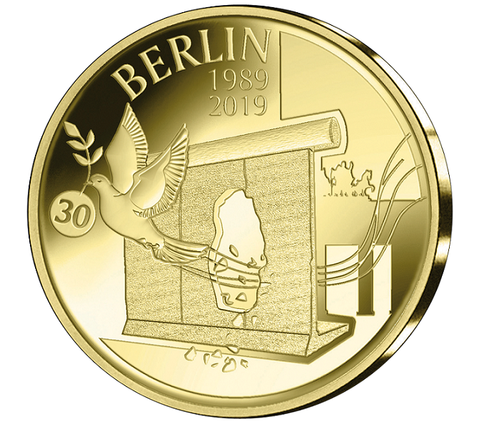 12,5€ en or belge 2019  – 30éme anniversaire de la chute du mur de Berlin