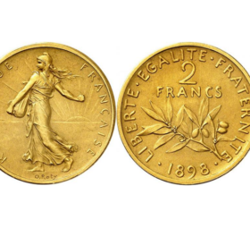 A 1898 2 francs gold coin that is worth at least €50 000!