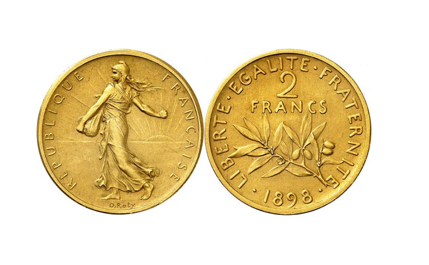 A 1898 2 francs gold coin that is worth at least €50 000!