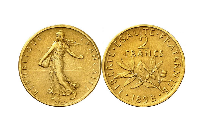 A 1898 2 francs gold coin that is worth at least 50 000 Numismag