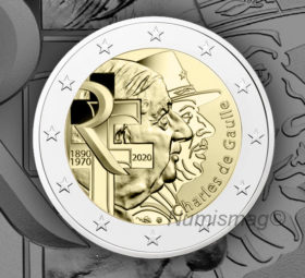2020 french €2 commemorative coin celebrating General DE GAULLE