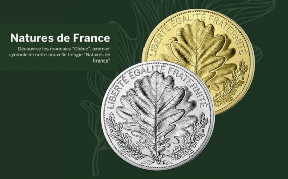 Série Nature de France – Monnaies de 20 et 100 € argent et 250€ Or, La feuille de chêne 2020