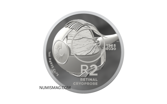 A 2020 south african coin celebrating ophtalmic research and Retinal Cryoprobe