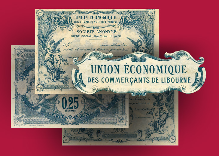 AQUITAINE – Les bons de l’Union économique des commerçants de Libourne – Catalogue et cotation