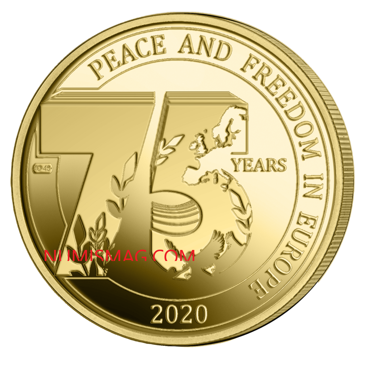 2020 belgian €2,5 coin celebrating 75 years of peace and freedom in Europe