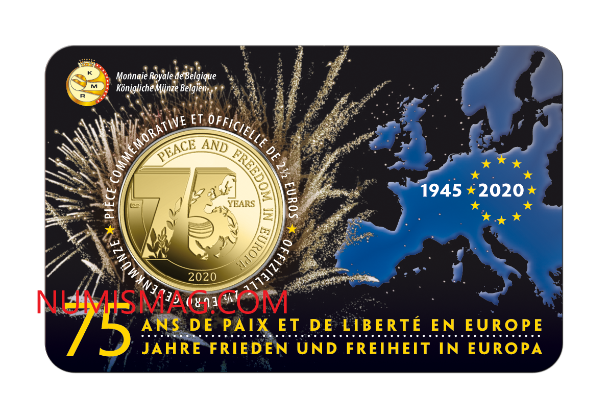 2020 belgian €2,5 coin celebrating 75 years of peace and freedom in Europe