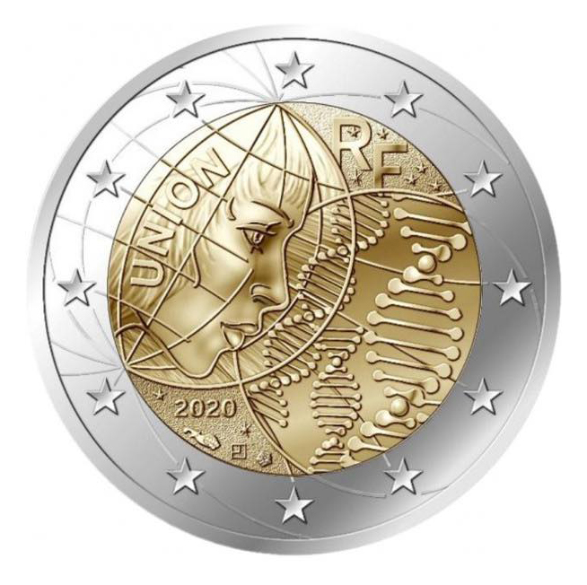 2020 second french €2 commemorative coin - medical research and COVID19