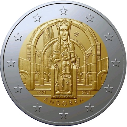 2 € euro commémorative 2021 Andorre - 100e anniversaire du couronnement de Notre-Dame de Meritxell