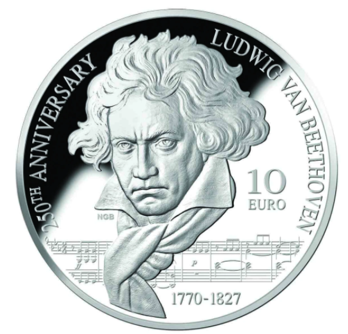 Piece en argent 10€ Beethoven 2020 frappée par MALTE