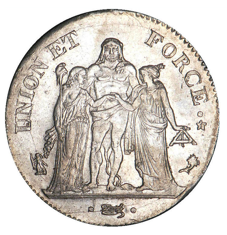 pièce de 5 francs Union et Force 1796 An 4
