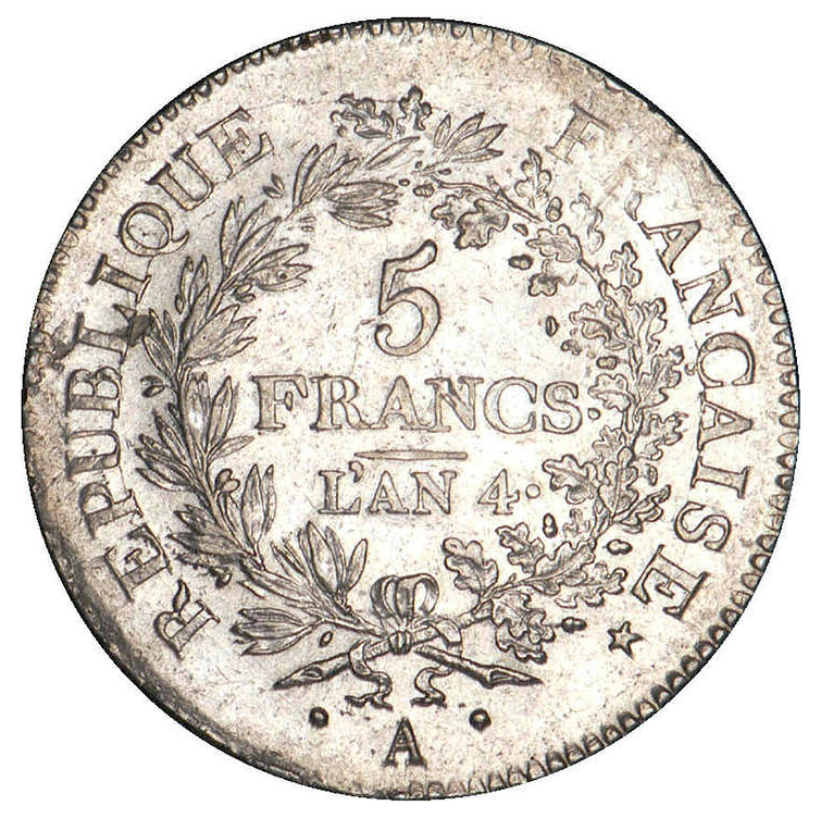 pièce de 5 francs Union et Force 1796 An 4