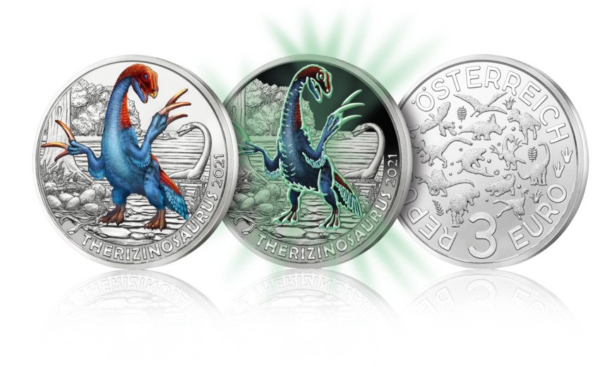 €3 Therizinosaurus cheloniformis from Austrian Mint