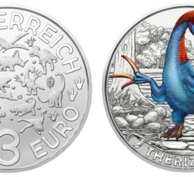 €3 Therizinosaurus cheloniformis from Austrian Mint