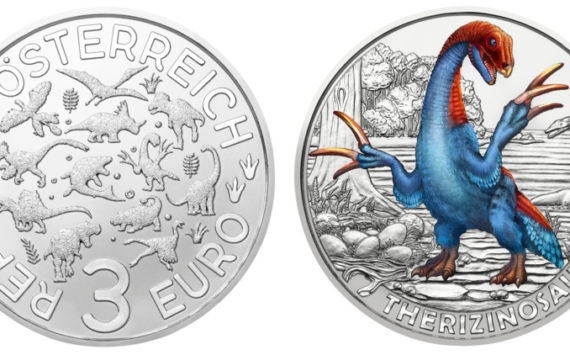 €3 Therizinosaurus cheloniformis from Austrian Mint