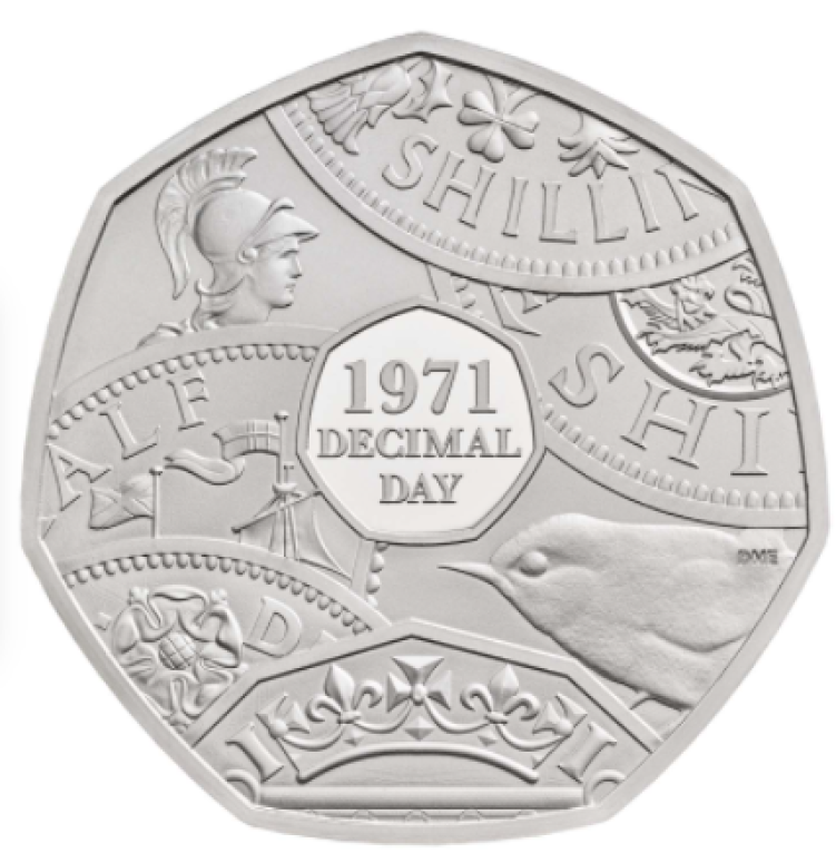 2021 50 pence 50th anniversary of "decimal day", from Royal Mint
