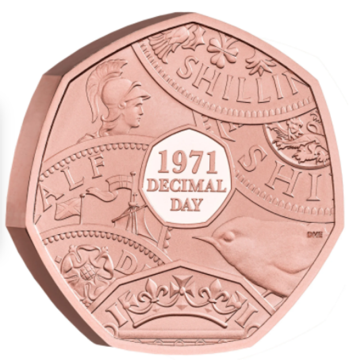 2021 50 pence 50th anniversary of "decimal day", from Royal Mint