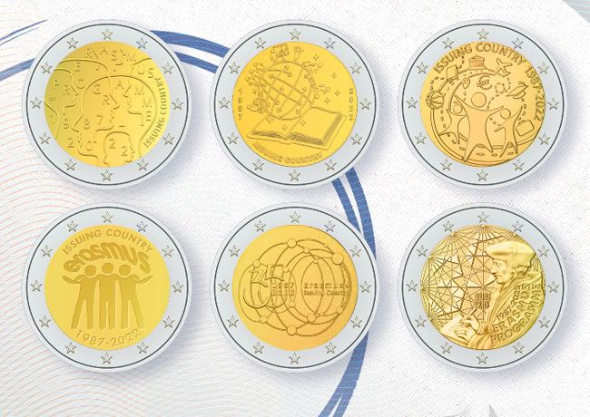 2 euro commemorative coin of 2022, dedicated to the 35th anniversary of the  Erasmus programme - Numismag