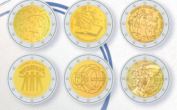 2 euro commemorative coin of 2022, dedicated to the 35th anniversary of the Erasmus programme