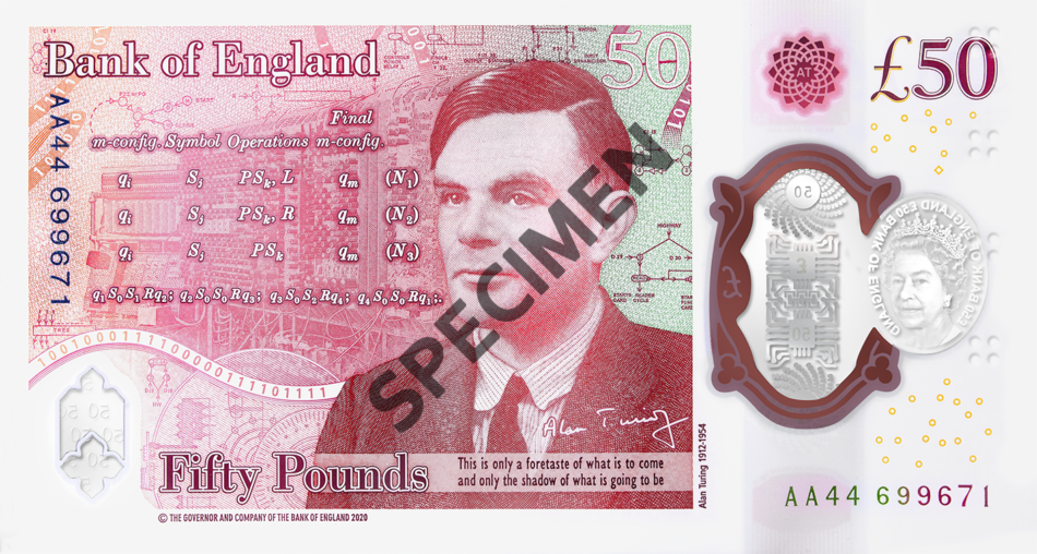 BoE unveiled new £50 pounds banknote - Alan TURING