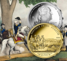 2021 Silver €10, €25 and gold €50 coins – “WASHINGTON’s Boston siege”