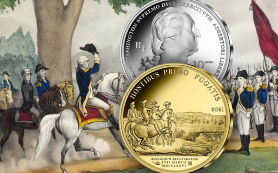 2021 Silver €10, €25 and gold €50 coins – “WASHINGTON’s Boston siege”