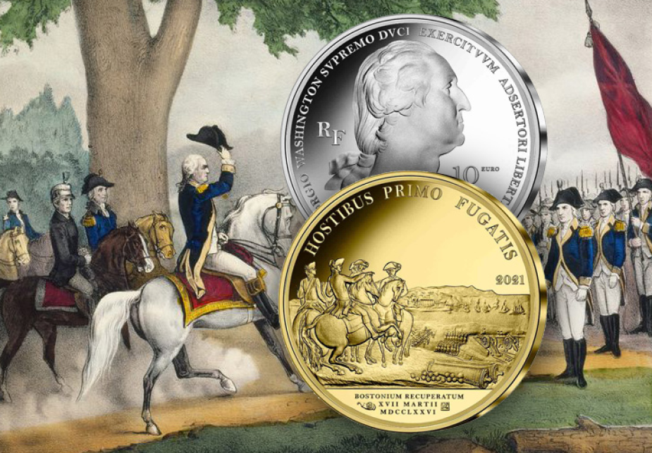 2021 Silver €10, €25 and gold €50 coins – “WASHINGTON’s Boston siege”